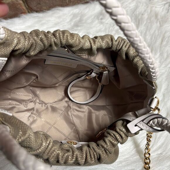 Michael Kors Women's Annie Gold/Tan Messenger Shoulder Bag - Picture 9 of 12